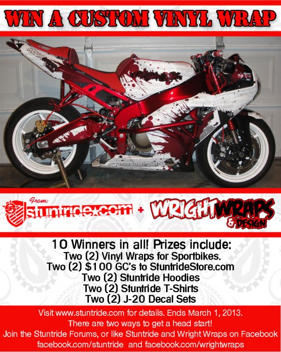 stuntride sportbike vinyl wrap contest flyer